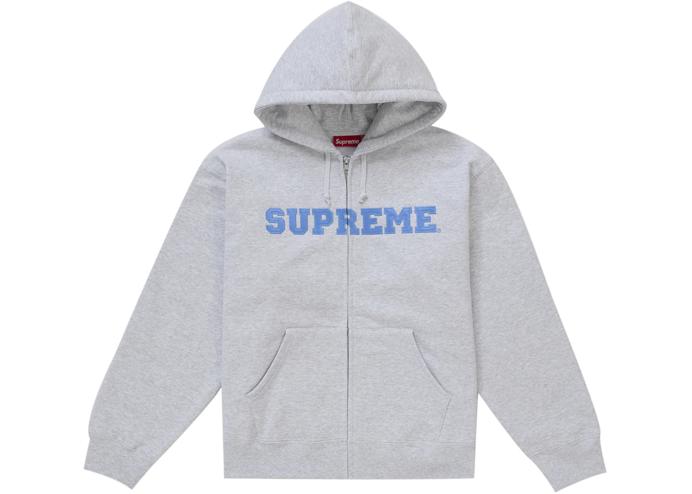 Supreme Collegiate Applique Zip Up Hooded Sweatshirt Ash Grey