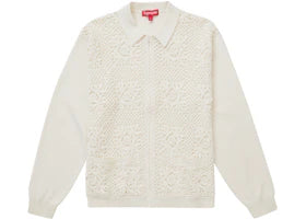 Supreme Crochet Zip Up Cardigan White