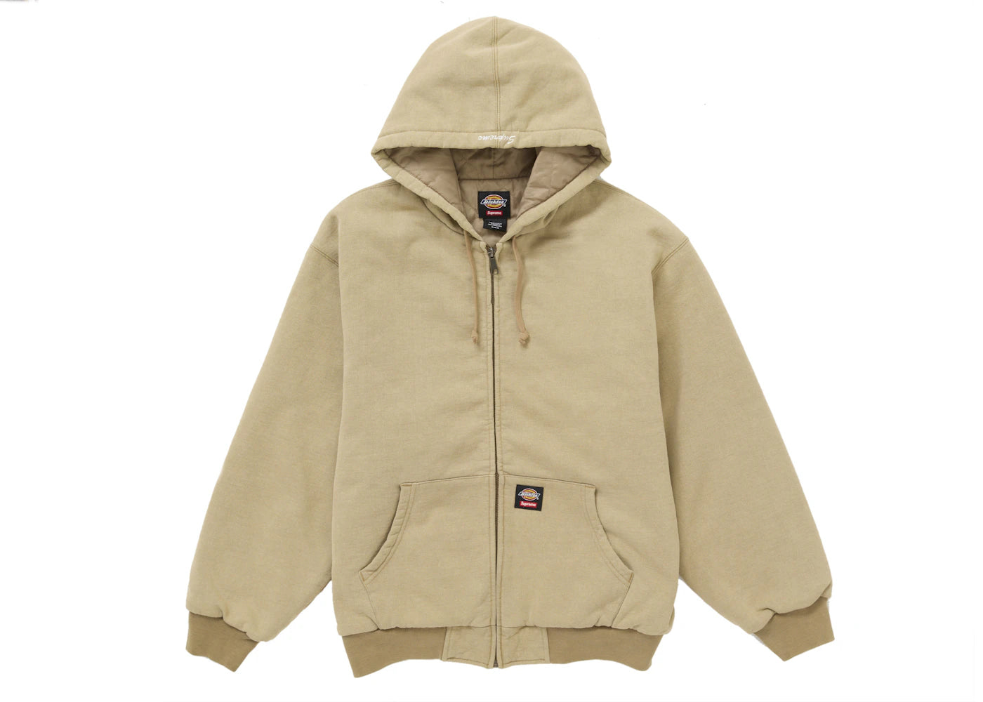 Supreme Dickies Quilted Lined Zip Up Hooded Sweatshirt Brown