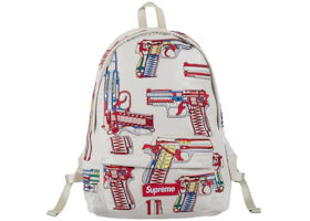 Supreme Guns Embroidered Leather Backpack White