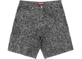 Supreme Handwriting Double Knee Denim Short Black