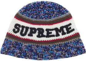 Supreme Knit Logo Crusher Hat (SS26) Navy