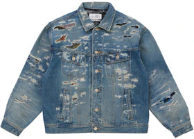 Supreme MM6 Maison Margiela Distressed Selvedge Denim Trucker Jacket Blue