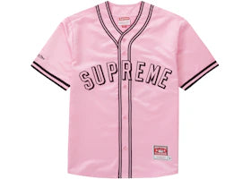 Supreme Mitchell & Ness Satin Baseball Jersey Pink