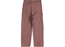 Supreme Monogram Double Knee Denim Painter Pant (FW21) Red