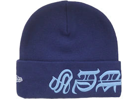 Supreme New Era Blackletter Beanie Washed Navy