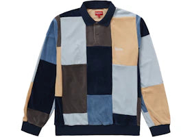 Supreme Patchwork Velour L/S Polo Navy