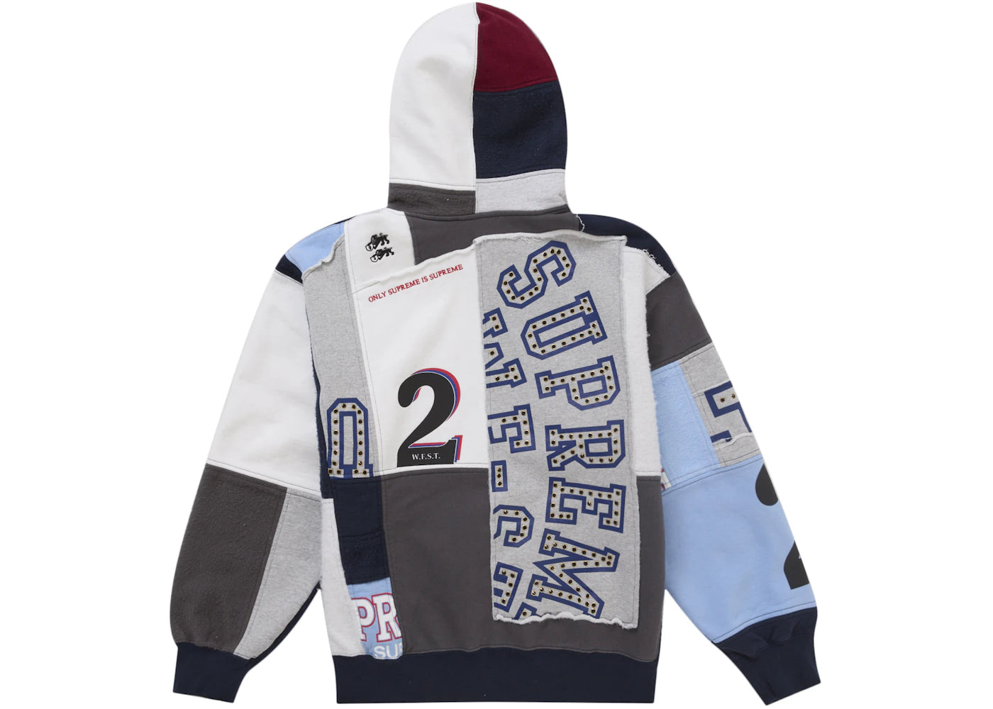 Supreme Patchwork Zip Up Hooded Sweatshirt (SS25) Navy