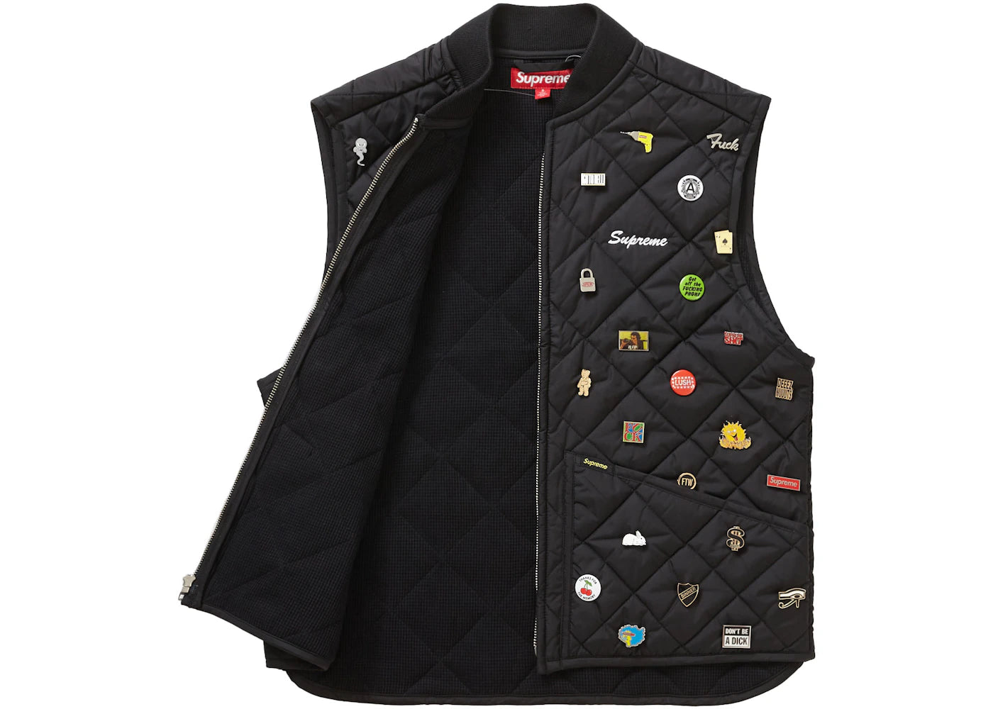 Supreme Pins Quilted Work Vest Black