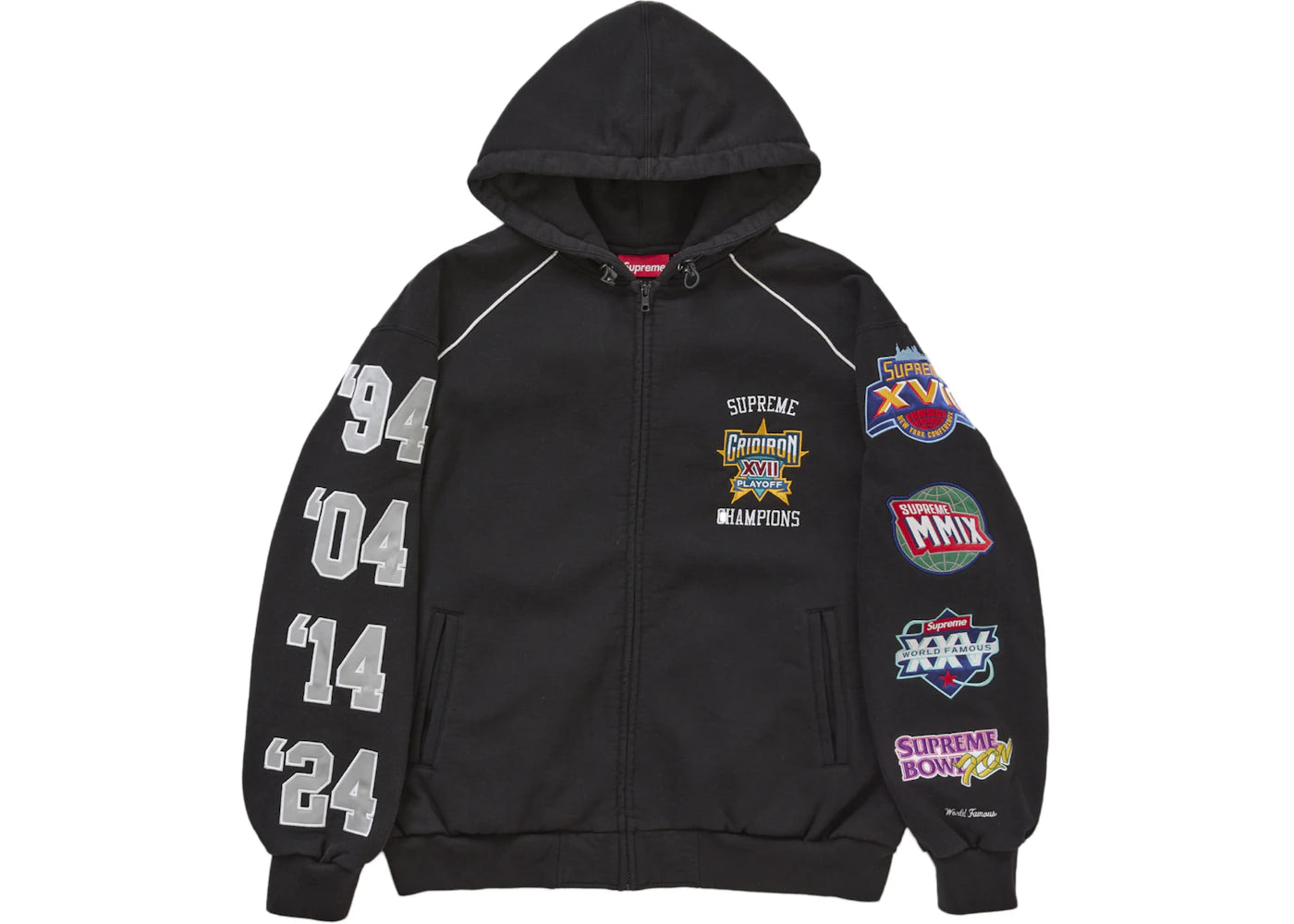 Supreme Playoffs Zip Up Hooded Sweatshirt Black