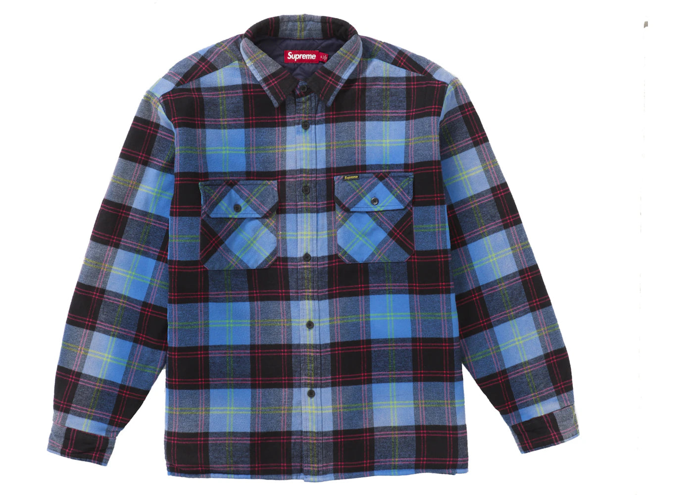 Supreme Quilted Plaid Shirt Blue