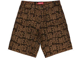 Supreme Repeat Jacquard Double Knee Denim Short Dark Brown
