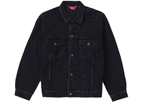 Supreme S Logo Denim Trucker Jacket Washed Black