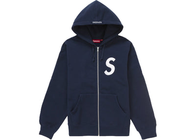 Supreme S Logo Kapuzenpullover mit Reißverschluss (Herbst/Winter 2024) Marineblau