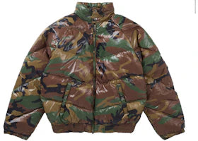 Supreme Schott Glossy Lightweight Down Puffer Jacket Woodland Camo