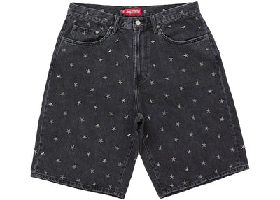 Supreme Stars Studded Baggy Denim Short Black