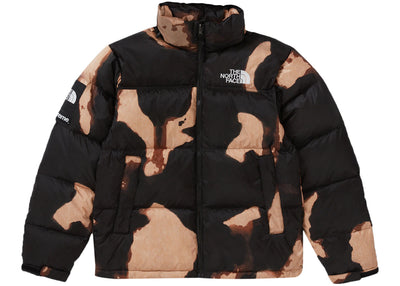 Supreme The North Face Bleached Denim Print Nuptse Jacket Black
