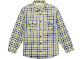 Supreme True Religion Quilted Lined Plaid Flannel Shirt Yellow