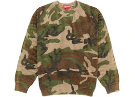 Supreme Washed Small Box Waffle Sweater Woodland Camo