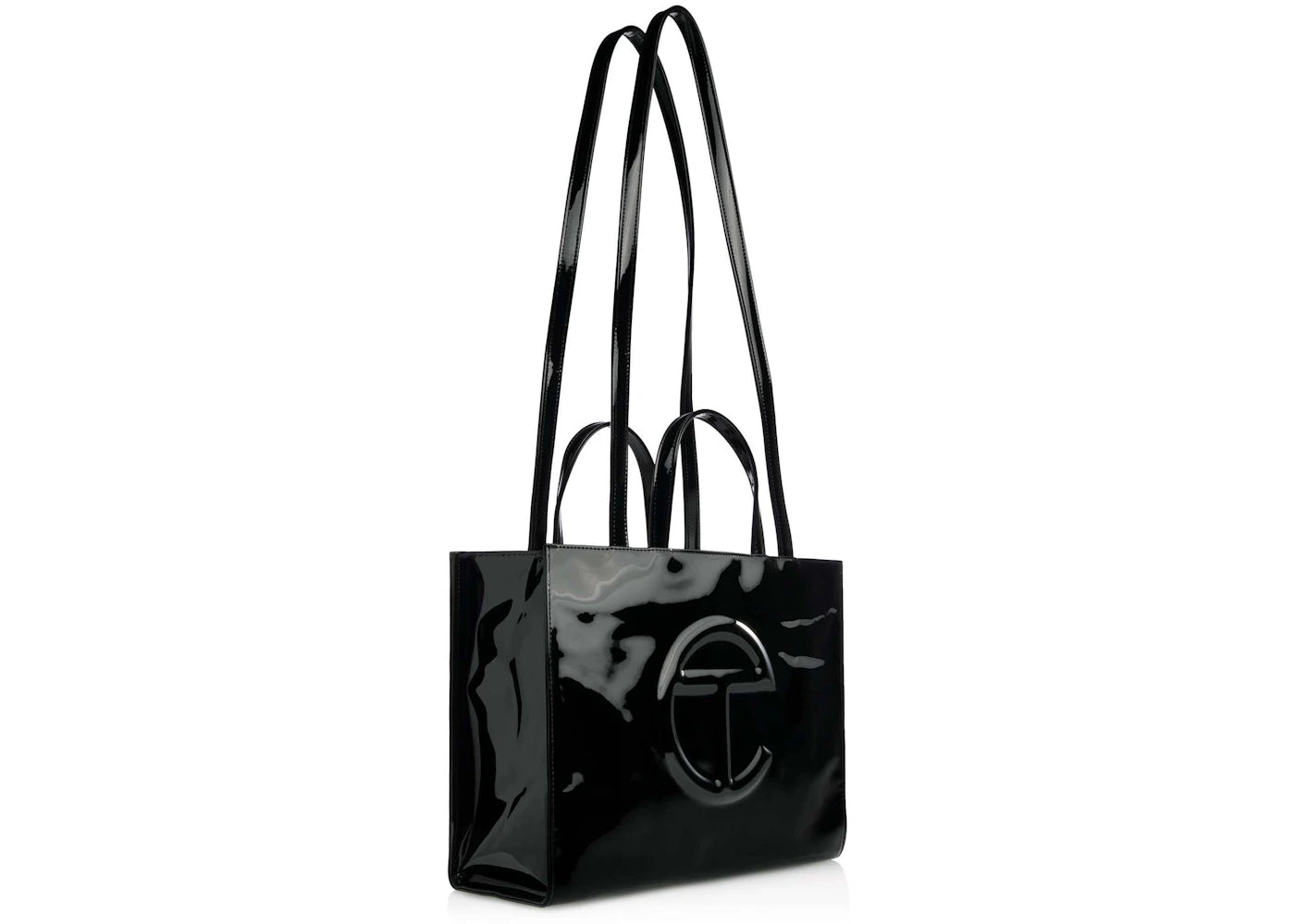 Telfar Medium Patent Shopping Bag Black