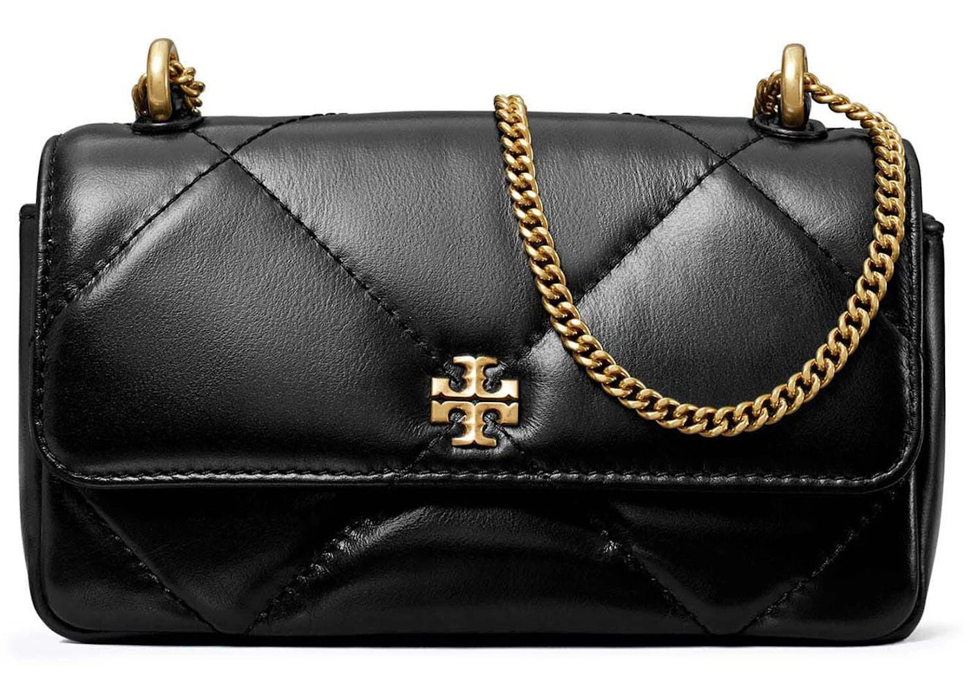 Tory Burch Mini Kira Diamond Quilt Flap Bag Black