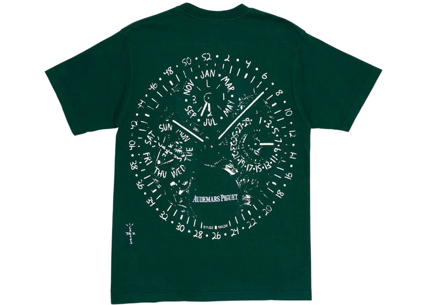 Travis Scott CJ x Audemars Piguet Uhrenzifferblatt T-Shirt Grün