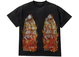 Who Decides War Rhinestone Flame Glass Jersey Black
