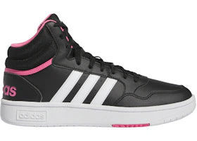 adidas Hoops 3.0 Mid Core Black Cloud White Pink Fusion (Women's)