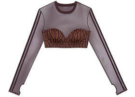 adidas Ivy Park Monogram Crop Top Wild Brown/Night Red