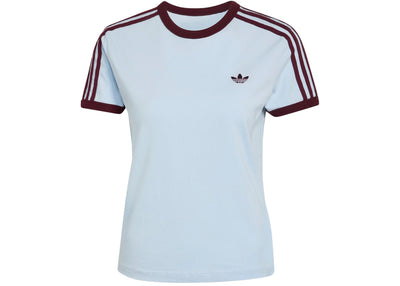 adidas Women's 3-Stripes Slim Tee Crystal Sky/Maroon