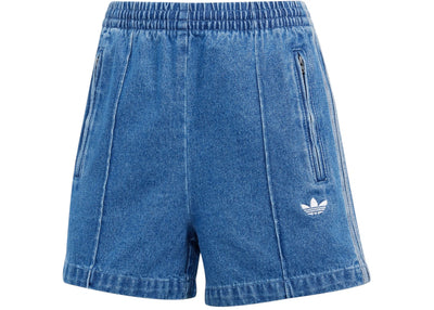 adidas Women's Adicolor Denim Firebird Shorts Indigo Denim