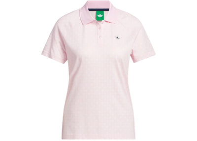 adidas Women's All Over Trefoil Polo Shirt Clear Pink/Chalk White