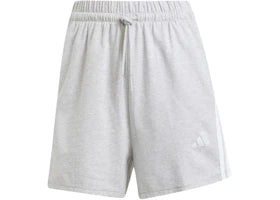 adidas Women's Essentials 3-Stripes Cotton Shorts Light Grey Heather/White