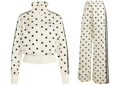 adidas Women's Satin Polka Dots TT Jacket/Pant Set Off White
