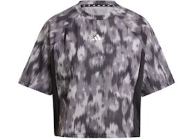 adidas Women's Train Essentials Allover Print Flower Tie-Dye T-Shirt Black
