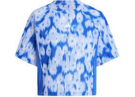 adidas Women's Train Essentials Allover Print Flower Tie-Dye T-Shirt Semi Lucid Blue