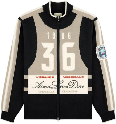 Aime Leon Dore Full Zip Alpine Ski Sweater Jet Black
