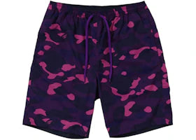 BAPE Color Camo Shark Reversible Shorts Purple Navy