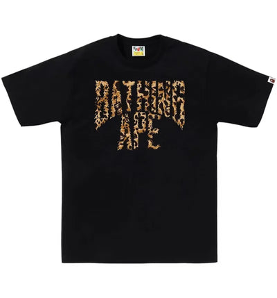 BAPE Wild Leopard Pattern NYC Logo Tee Black/Beige