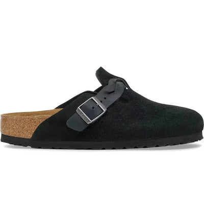 Birkenstock Boston Braided Suede Black