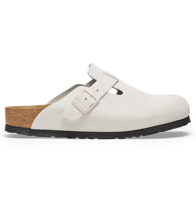 Birkenstock Boston Embossed Corduroy Suede Antique White