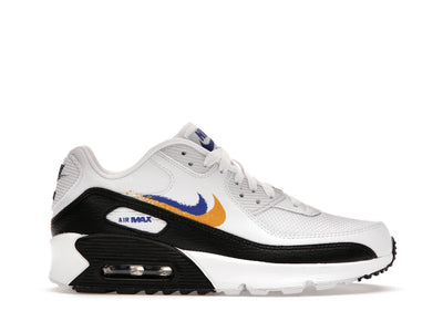 Nike Air Max 90 Double Swoosh White Black Gold Royal (GS)