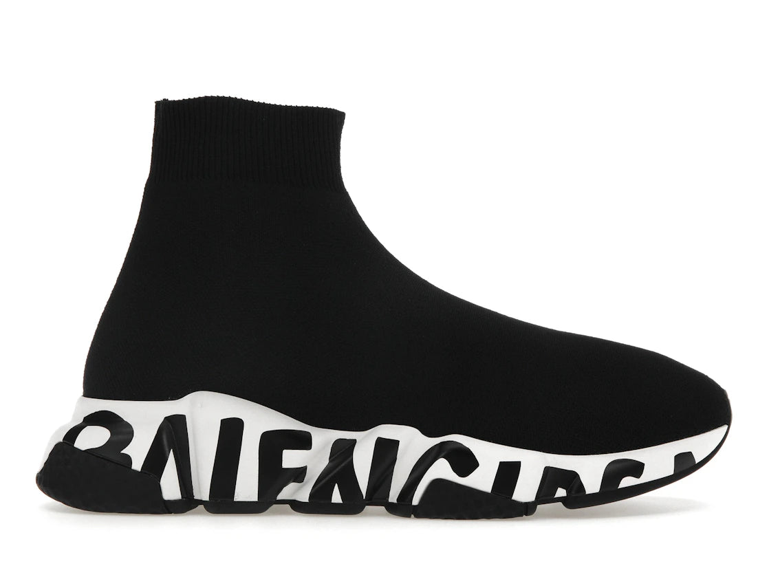 Balenciaga Speed Graffiti Trainers White Black Logo (Women's)