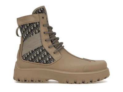 Dior Garden Lace Up Ankle Boots Brown Rubber