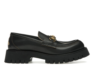 Gucci Lug Horsebit 30mm Platform Loafer Black Leather