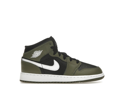 Jordan 1 Mid Black White Olive (GS)