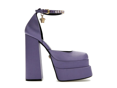Versace Medusa Aevitas 155mm Platform Pumps Lilac Satin