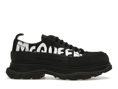 Alexander McQueen Tread Slick Low Lace Up Graffiti Black Black White