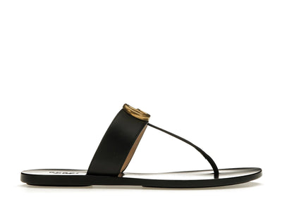 Gucci Double G Thong Sandal Black Leather