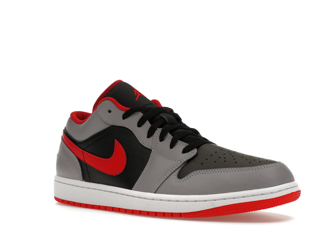 Jordan 1 Low Schwarz, Hellgrau, Rauchgrau, Gym Red